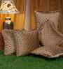 Brown Velvet Geometric 16X16 Inches Cushion Covers (Pack of 5)