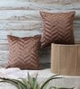 Brown Velvet Geometric 16x16 inches Cushion Covers (Pack of 2)