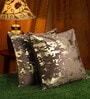 Brown Abstract Velvet 16 x 16 Inches Cushion Covers (Set of 2)