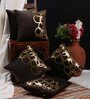 Brown Geometric Velvet 16 x 16 Inches Cushion Covers (Set of 5)