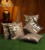 Brown Abstract Velvet 16 x 16 Inches Cushion Covers (Set of 5)