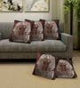 Brown Velvet Printed 16 x16 inch Set of 5 Cushion Covers