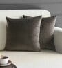 Brown Solid Velvet 16 x 16 Inch Cushion Covers (Set of 2)