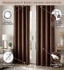 Brown Velvet Solid 5 Feet Blackout Window Curtains Set Of 2