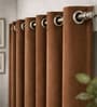 Brown Velvet Solid 5 Feet Blackout Window Curtains Set Of 2