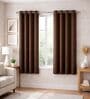 Brown Velvet Solid 5 Feet Blackout Window Curtains Set Of 2