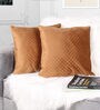 Brown Velvet Solids 24x24 inches Cushion Covers (Pack of 2)