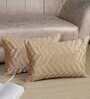 Brown Velvet Striped 18x12 inches Cushion Covers (Pack of 2)