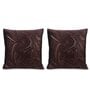 Brown Velvet Traditional 16x16 inches Cushion Covers (Pack of 2)