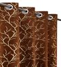 Brown Velvet Tree Branch  5 Foot Ring Top Window Curtains Set Of 2
