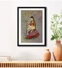 Mughal Lady Playing Veena Brown Vinyl Painting