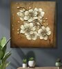 Brown White Floral Wall Painting Embossed Original Painting On Canvas