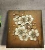 Brown White Floral Wall Painting Embossed Original Painting On Canvas
