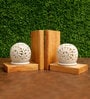 Ball Shape Brown Wood & Marble Book End