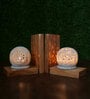 Ball Shape Brown Wood & Marble Book End