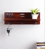 Mango Wood Azami Floating Wall Shelf With In Brown Colour Key Holder