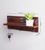 Mango Wood Azami Floating Wall Shelf With In Brown Colour Key Holder