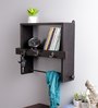 Mango Wood Floating Book Shelf With In Brown Colour Key Holder
