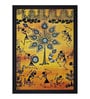 Brown Wood "Ethnic Tribal Dhokra and Warli Art" Textured Paper Scratch & Dust Proof Framed Art Print
