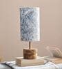 Kepler Blue Fibre Shade Table Lamp with Wood Base