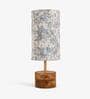 Kepler Blue Fibre Shade Table Lamp with Wood Base