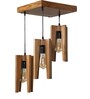 Jet Brown Solid Wood Cluster Hanging Light