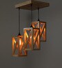 Symmetric Beige Solid Wood Cluster Hanging Lights