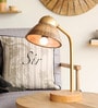 Brown Wood Shade Study Lamp with Brown Base