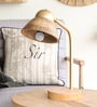 Brown Wood Shade Study Lamp with Brown Base