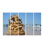 Brown Wood Multiple Frames Beautiful Lord Ganesha Art Panels