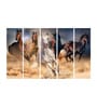 Brown Wood Multiple Frames Beautiful Running Horses Vastu Art Panels