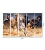Brown Wood Multiple Frames Beautiful Running Horses Vastu Art Panels