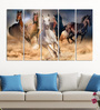 Brown Wood Multiple Frames Beautiful Running Horses Vastu Art Panels