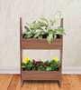 Brown Wood Polymer Composite Two Step Ladder Large Planter