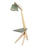 Green Wood Shade Floor Lamp with Brown Base