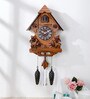 Brown Wood Single Bird and Pendulum Hut Shape Cuckoo Clock