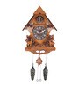Brown Wood Single Bird and Pendulum Hut Shape Cuckoo Clock