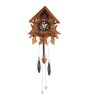 Brown Wood Single Bird and Pendulum Hut Shape Cuckoo Clock