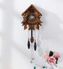 Brown Wood Single Bird and Pendulum Hut Shape Cuckoo Clock