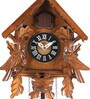 Brown Wood Single Bird and Pendulum Hut Shape Cuckoo Clock