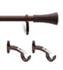 Brown Wood Taper Iron Expandable 1 Curtain Rod with Accessories ( 66 to 120 Inches)