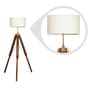 Creative White Fabric Shade Tripod Floor Lamp With Wood Base