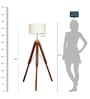 Creative White Fabric Shade Tripod Floor Lamp With Wood Base