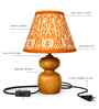 Brown Wooden Base Lamp with Orange Pattern Shade