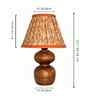 Brown Wooden Base Lamp with Orange Pattern Shade