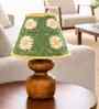 Brown Wooden Base Table Lamp with Floral Crochet Shade