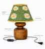 Brown Wooden Base Table Lamp with Floral Crochet Shade