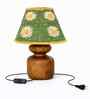 Brown Wooden Base Table Lamp with Floral Crochet Shade