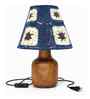 Brown Wooden Base Table Lamp with Floral Crochet Shade