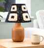 Brown Wooden Base Table Lamp with Floral Crochet Shade